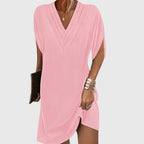 Loose midi dress for everyday wear and vacation – V-neck dress for women