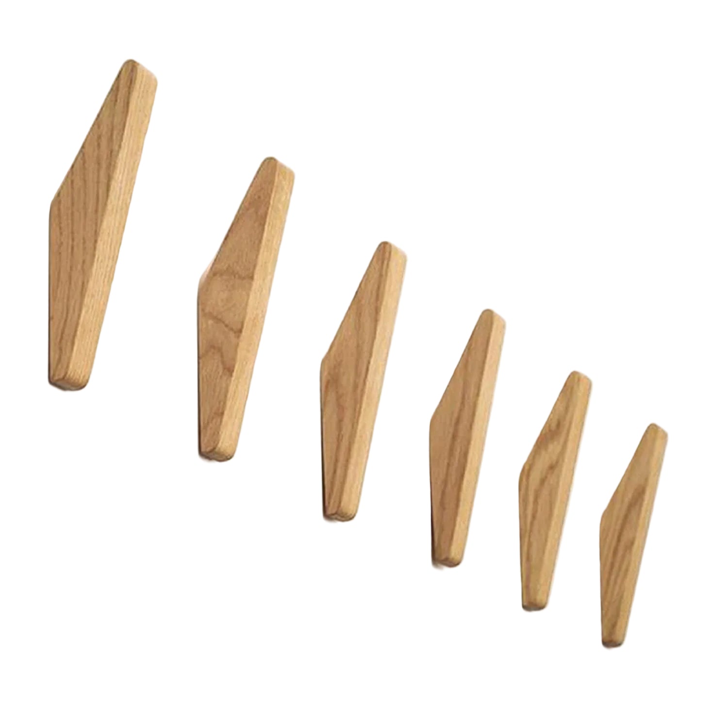 Sæt med 6 vægknager i træ til entré og badeværelse