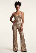 Elegant jumpsuit for parties and evenings – Jumpsuit with belt and wide legs for women