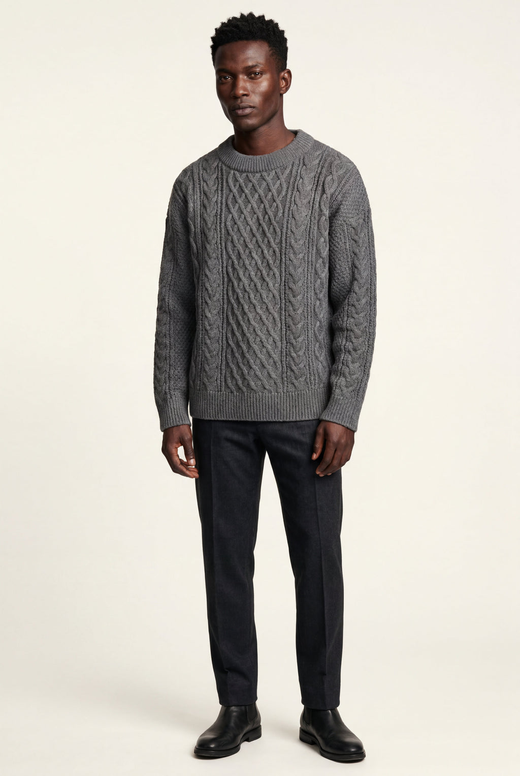 Classic sweater for cold days – Long-sleeve cable knit for men