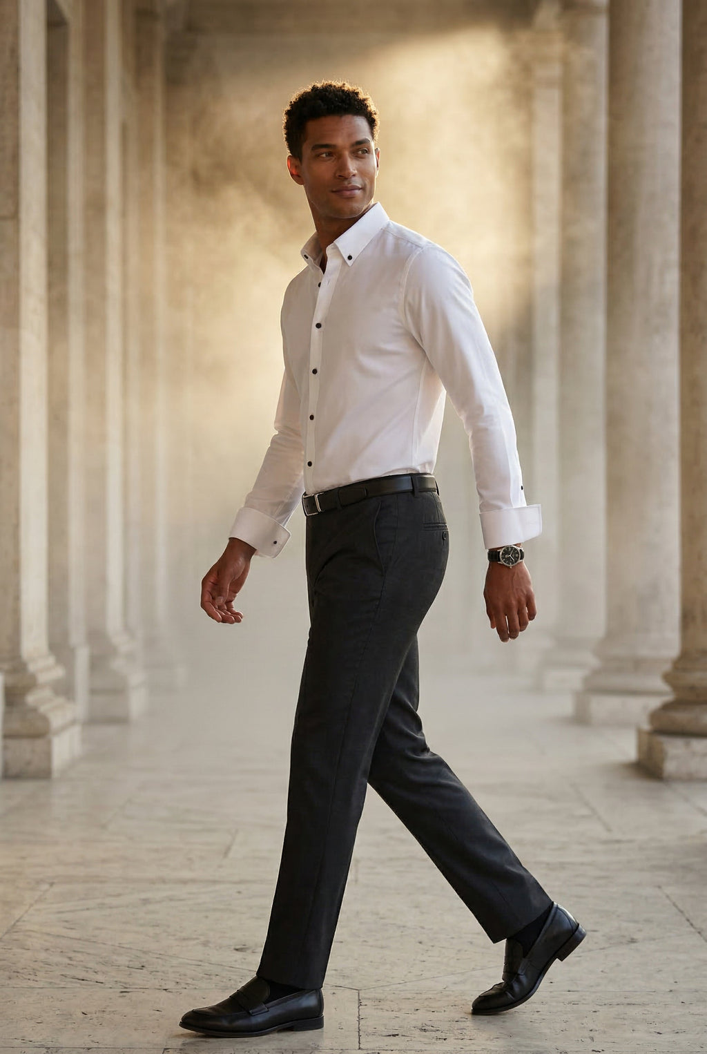 Fitted shirt for work and everyday use – Long-sleeve shirt with classic collar for men