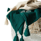 Warm home textiles for sofa and relaxation – Wool blanket with tassels