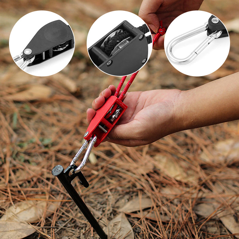 Secure Tent Setup for Camping and Outdoor Use – Adjustable Tent Guy Ropes with Roller Buckles (Set of 4)