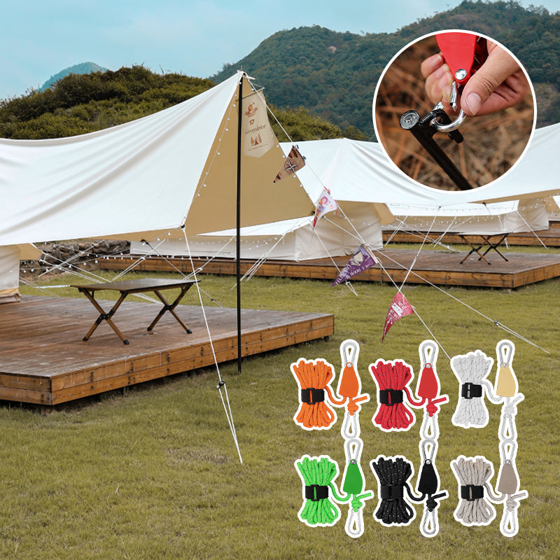 Secure Tent Setup for Camping and Outdoor Use – Adjustable Tent Guy Ropes with Roller Buckles (Set of 4)