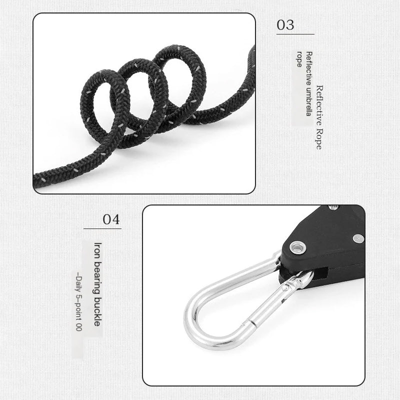 Secure Tent Setup for Camping and Outdoor Use – Adjustable Tent Guy Ropes with Roller Buckles (Set of 4)