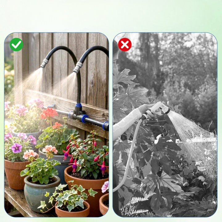 Automatic Plant Watering for Garden and Balcony – Irrigation System with 360° Spray Nozzles