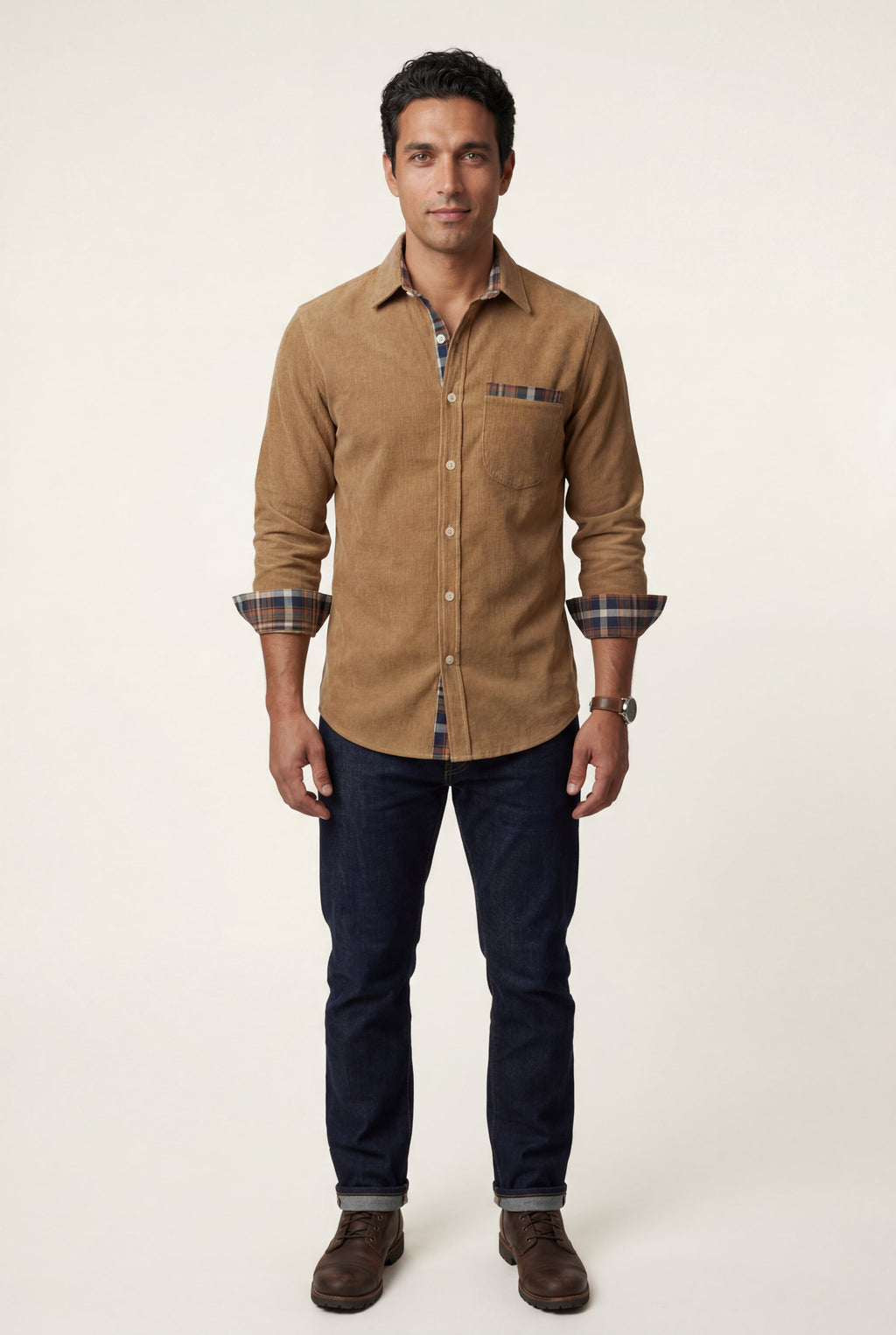 Casual shirt for everyday use – Shirt with checkered details for men
