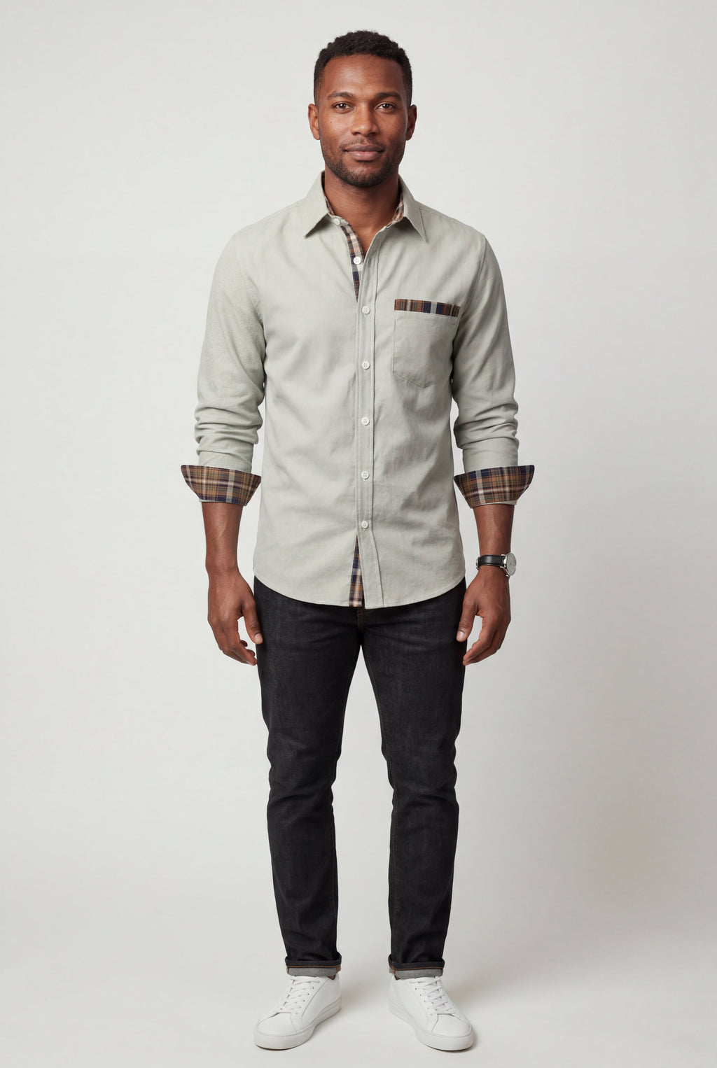 Casual shirt for everyday use – Shirt with checkered details for men