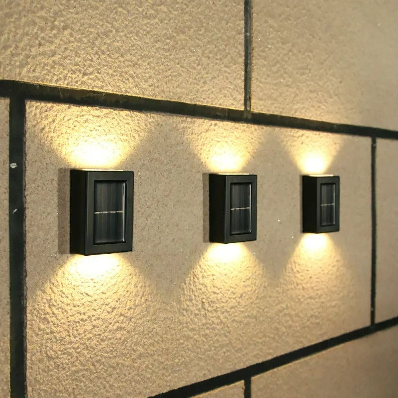 Wireless Outdoor Wall Lighting for Garden and Patio – Solar LED Wall Lamp with Warm Light (4 Pack)