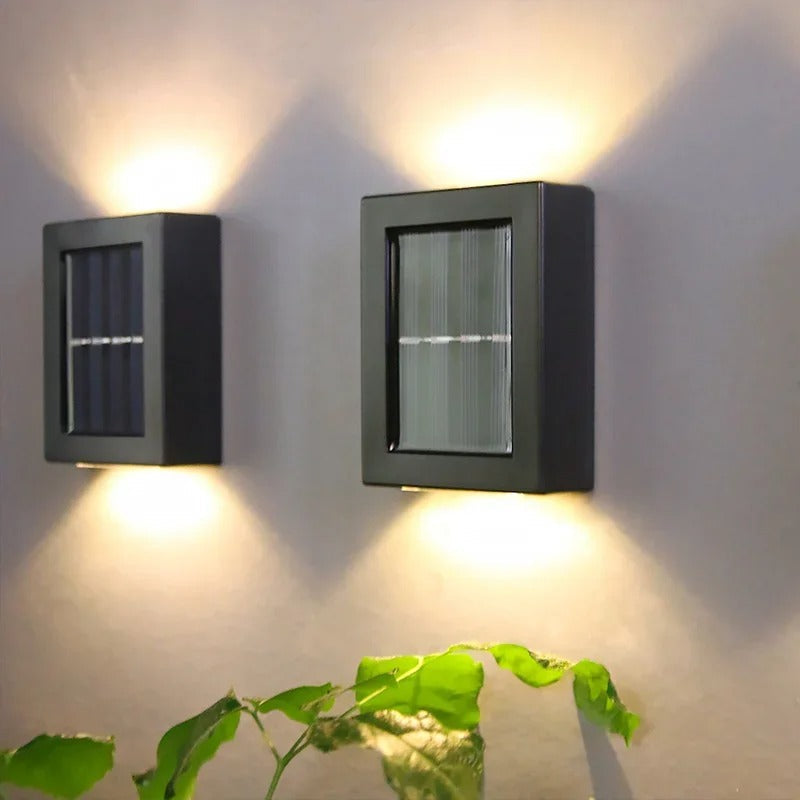 Wireless Outdoor Wall Lighting for Garden and Patio – Solar LED Wall Lamp with Warm Light (4 Pack)