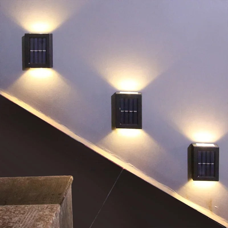 Wireless Outdoor Wall Lighting for Garden and Patio – Solar LED Wall Lamp with Warm Light (4 Pack)