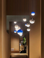 Modern LED-pendellampe – dæmpbar, børstet nikkel med glas- og stendesign