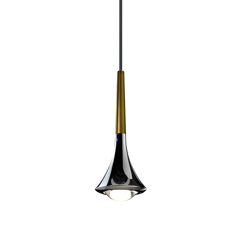 Modern pendant lamp in metal with a narrow shape for indoor use