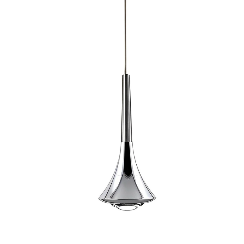 Modern pendant lamp in metal with a narrow shape for indoor use