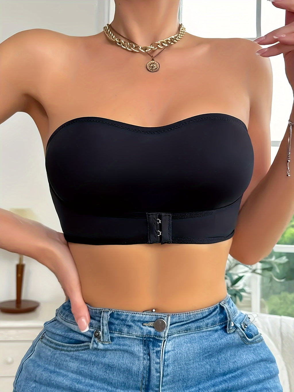 Non-slip bandeau bra for sports and everyday – Seamless bra for women