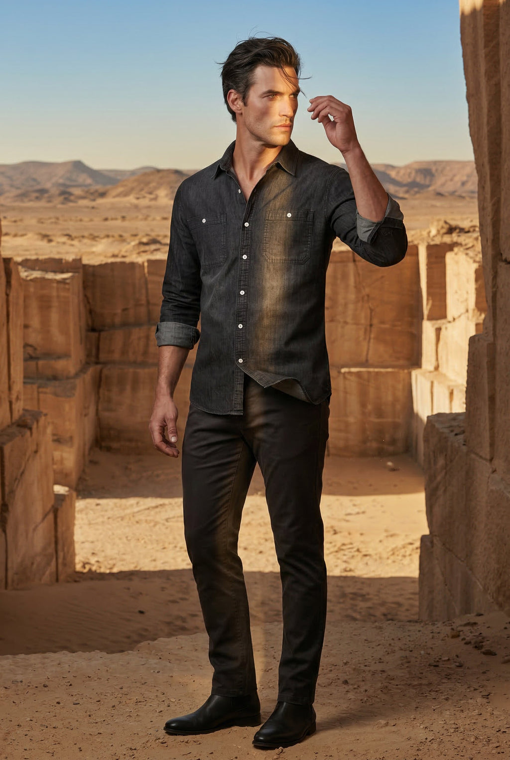 Classic shirt for work and everyday use – Shirt with chest pockets for men