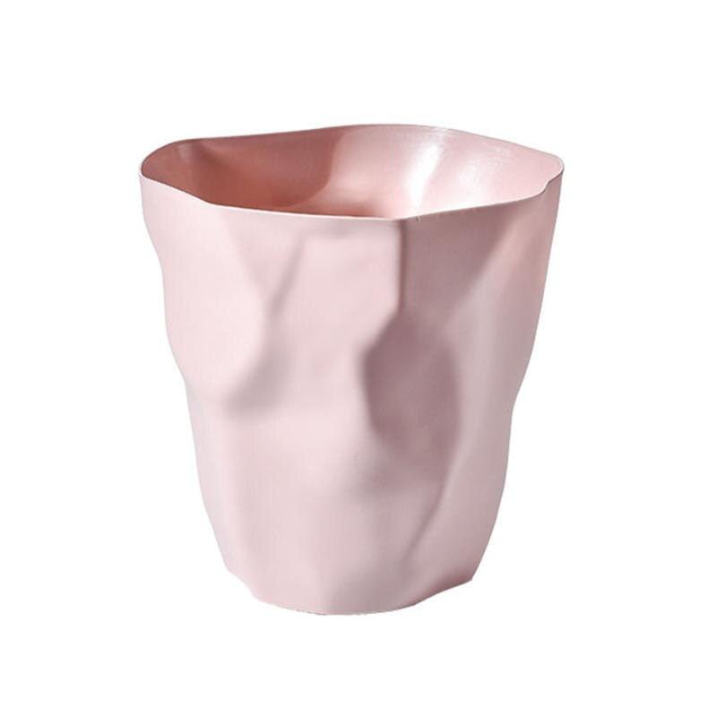 Trash can with crumpled design – waste basket for office, bathroom, and indoor use
