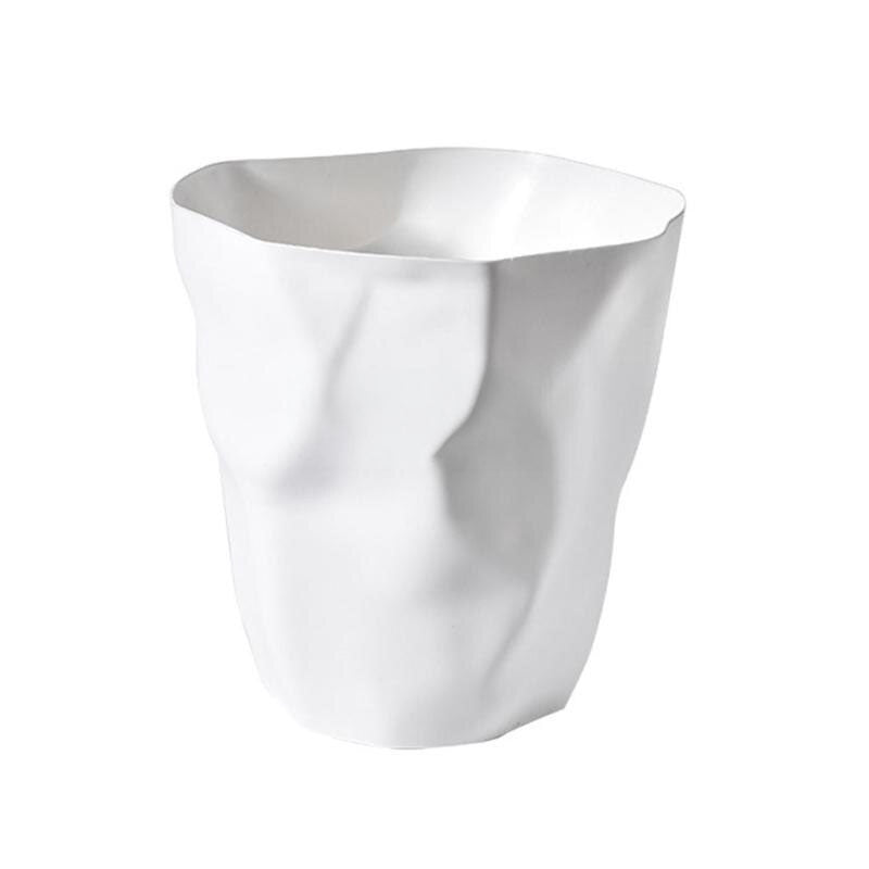 Trash can with crumpled design – waste basket for office, bathroom, and indoor use