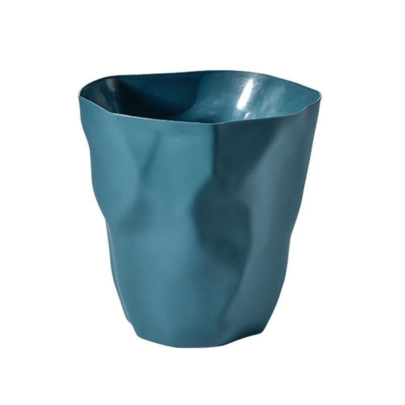 Trash can with crumpled design – waste basket for office, bathroom, and indoor use