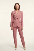 Elegant blazer for work and parties – Double-breasted blazer with gold-colored buttons for women