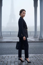 Elegant blazer for work and parties – Double-breasted blazer with gold-colored buttons for women