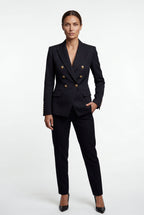 Elegant blazer for work and parties – Double-breasted blazer with gold-colored buttons for women