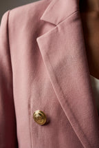 Elegant blazer for work and parties – Double-breasted blazer with gold-colored buttons for women
