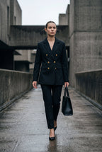 Elegant blazer for work and parties – Double-breasted blazer with gold-colored buttons for women