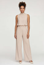 Modern jumpsuit for work and parties – Sleeveless jumpsuit with wide legs for women