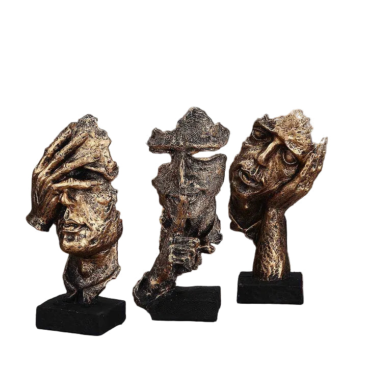 Gold-colored sculpture for indoor use