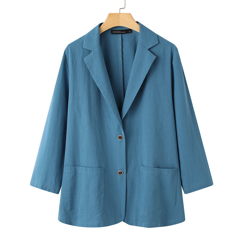Light blazer for everyday and work – Cotton blazer with long sleeves for women