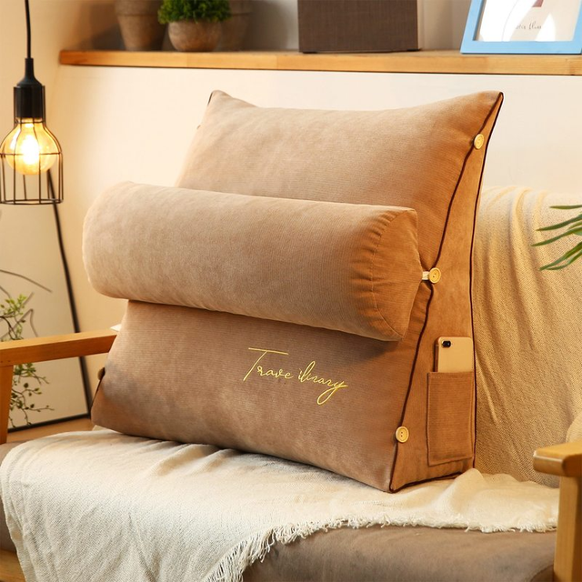Triangular back support pillow for indoor use
