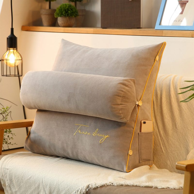 Triangular back support pillow for indoor use
