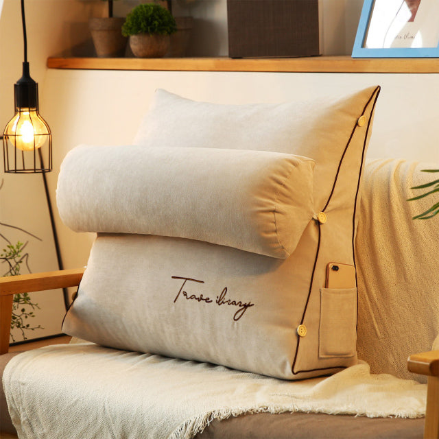Triangular back support pillow for indoor use