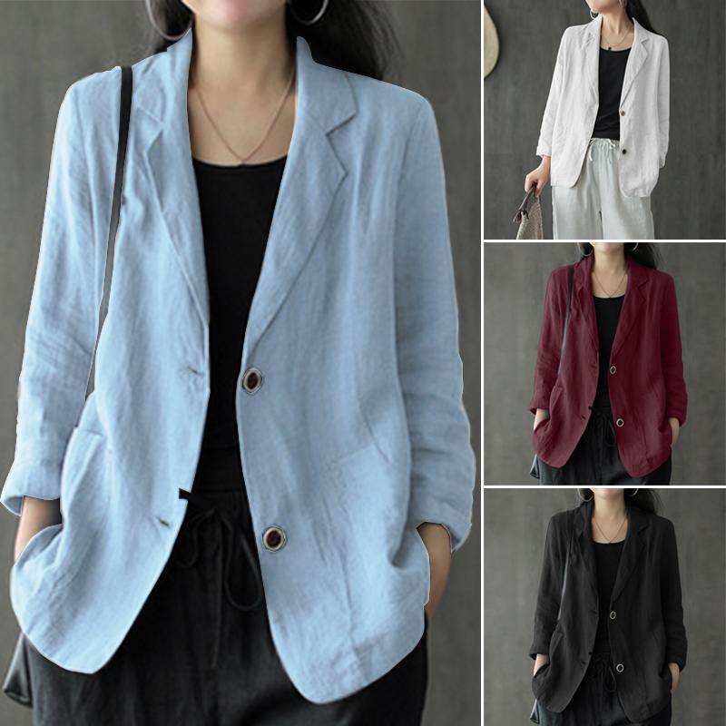 Light blazer for everyday and work – Cotton blazer with long sleeves for women