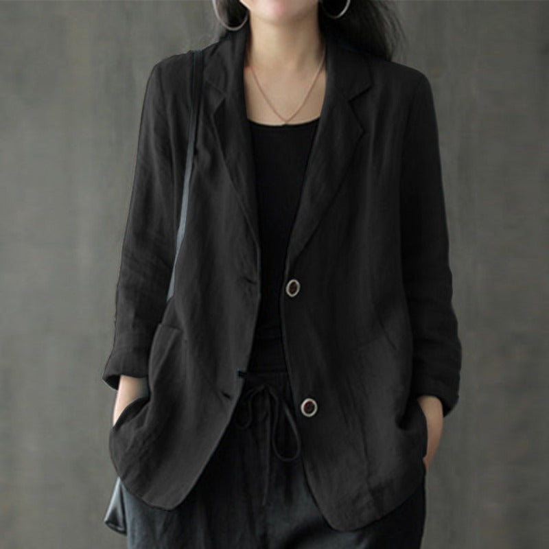 Light blazer for everyday and work – Cotton blazer with long sleeves for women