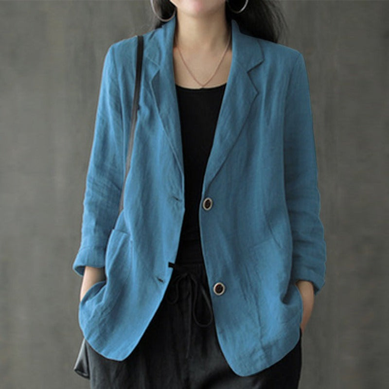 Light blazer for everyday and work – Cotton blazer with long sleeves for women
