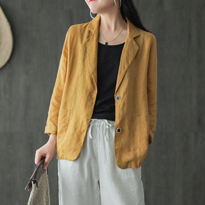 Light blazer for everyday and work – Cotton blazer with long sleeves for women