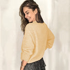 Warm knit sweater for everyday use – V-neck knit sweater for women