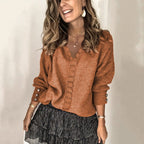 Warm knit sweater for everyday use – V-neck knit sweater for women