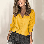Warm knit sweater for everyday use – V-neck knit sweater for women