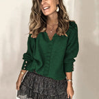 Warm knit sweater for everyday use – V-neck knit sweater for women