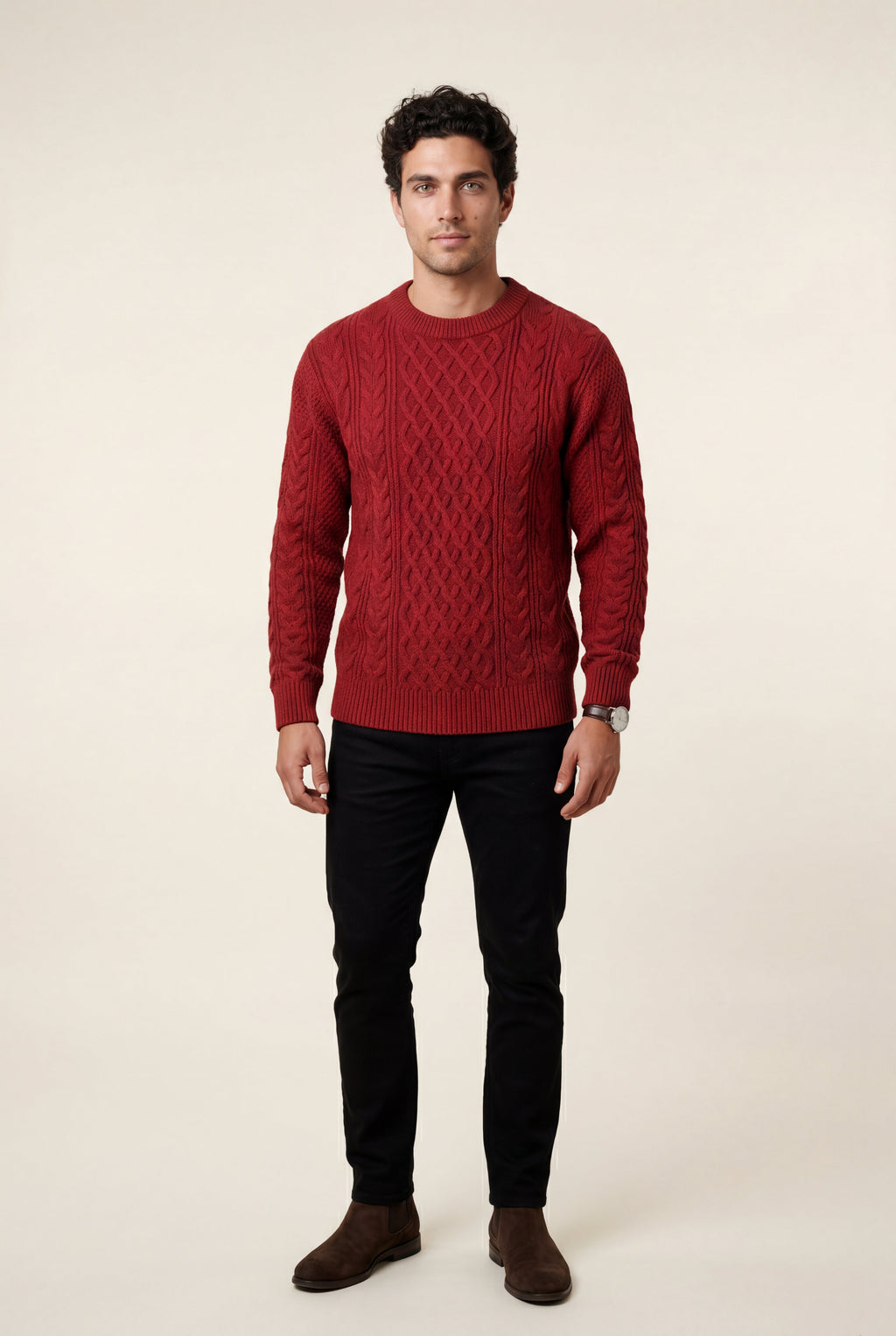 Classic sweater for cold days – Long-sleeve cable knit for men