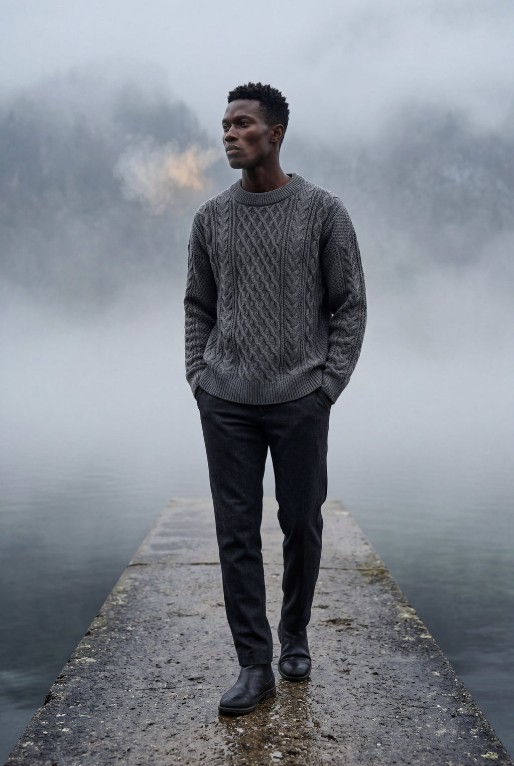 Classic sweater for cold days – Long-sleeve cable knit for men