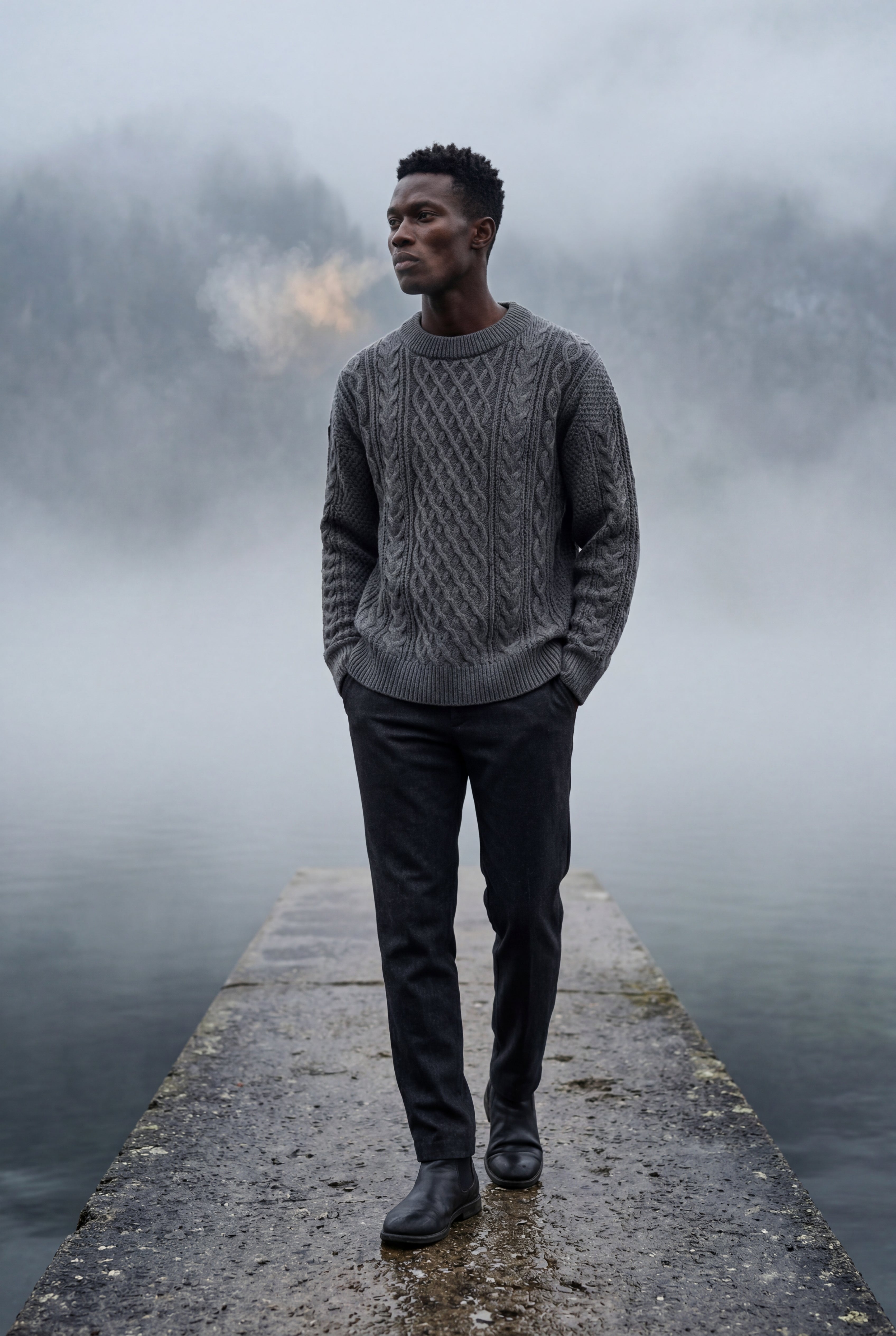 Classic sweater for cold days – Long-sleeve cable knit for men