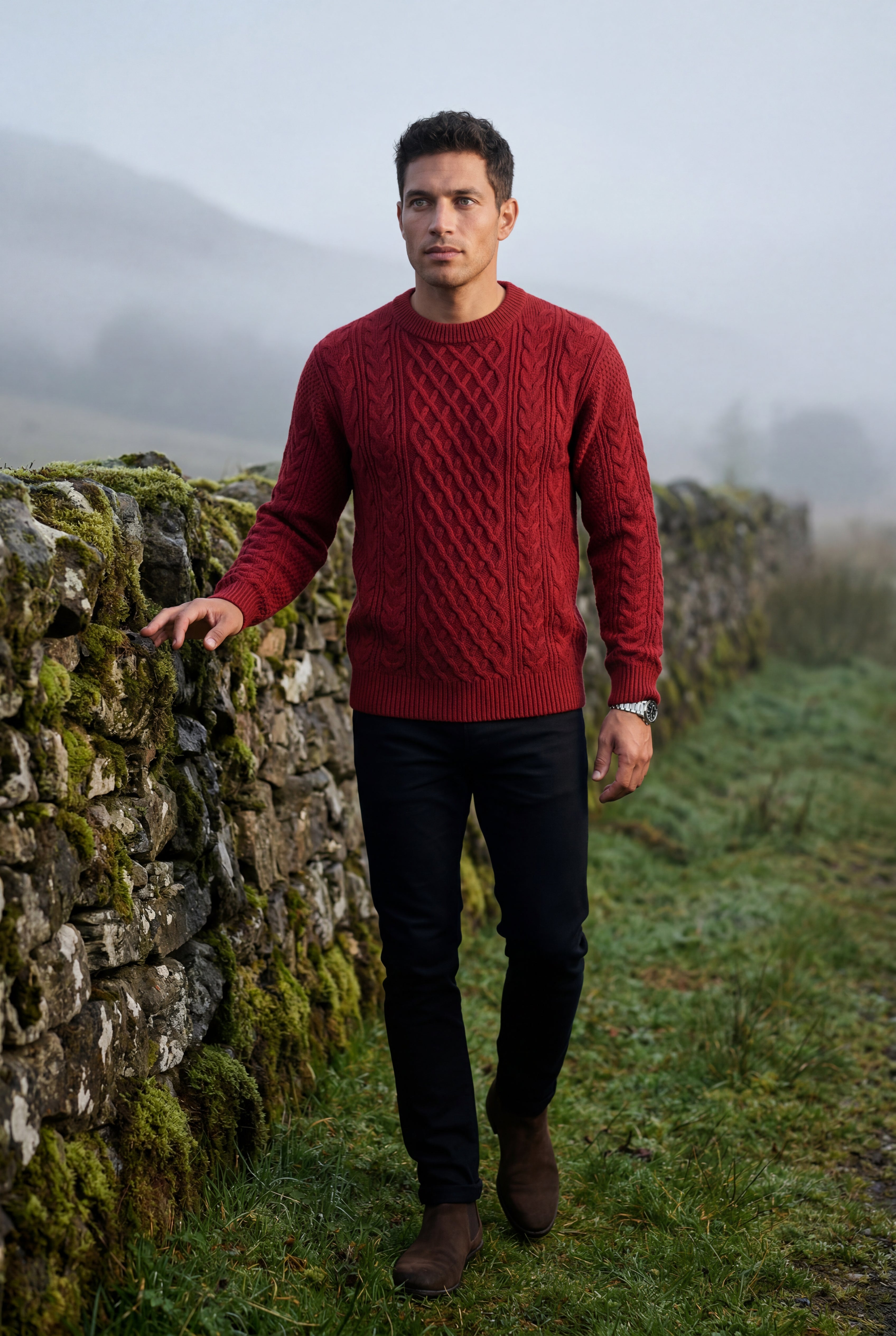 Classic sweater for cold days – Long-sleeve cable knit for men