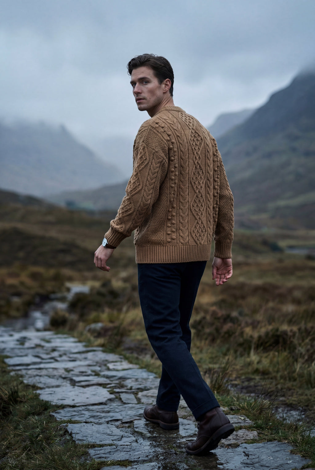 Classic sweater for cold days – Long-sleeve cable knit for men