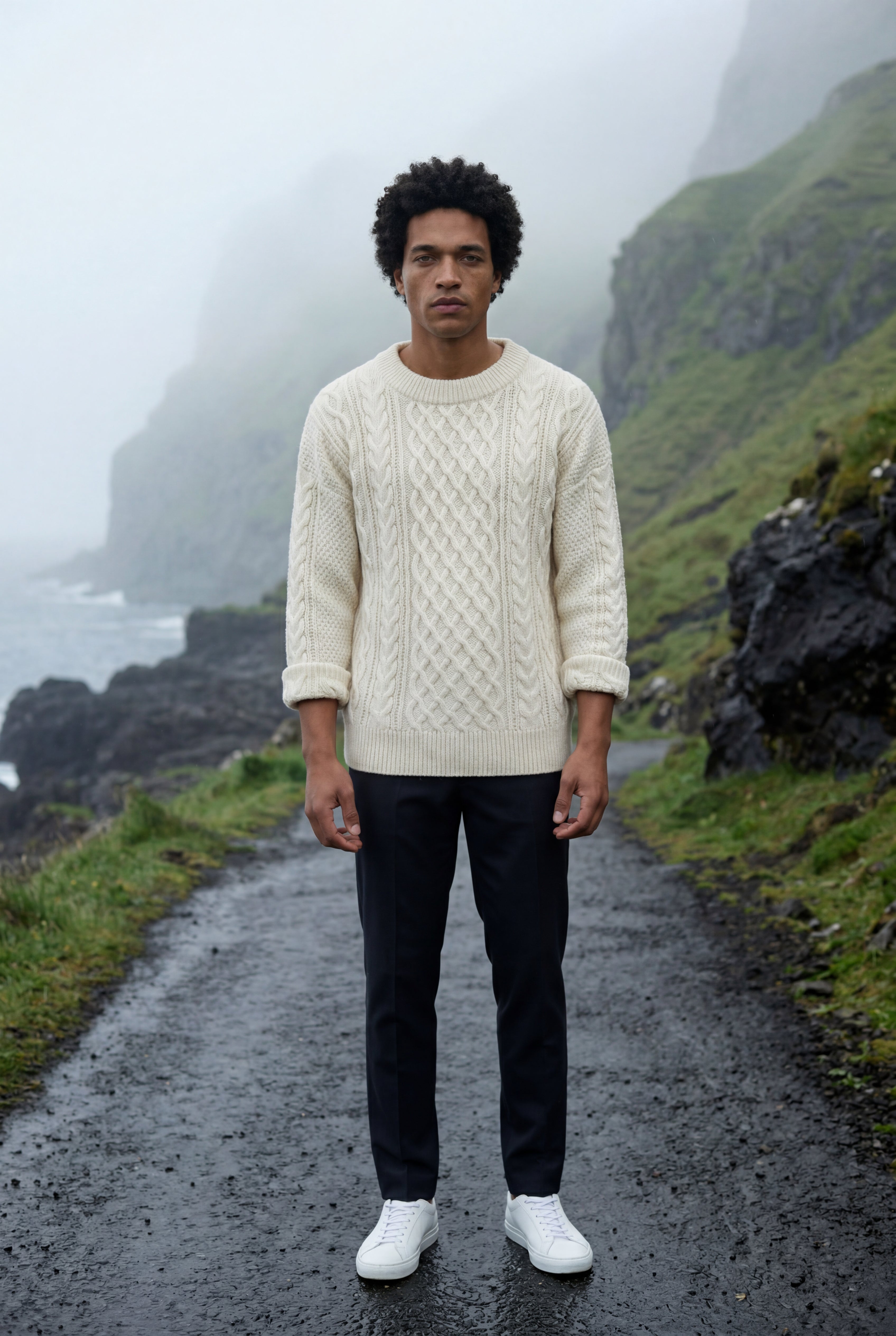 Classic sweater for cold days – Long-sleeve cable knit for men