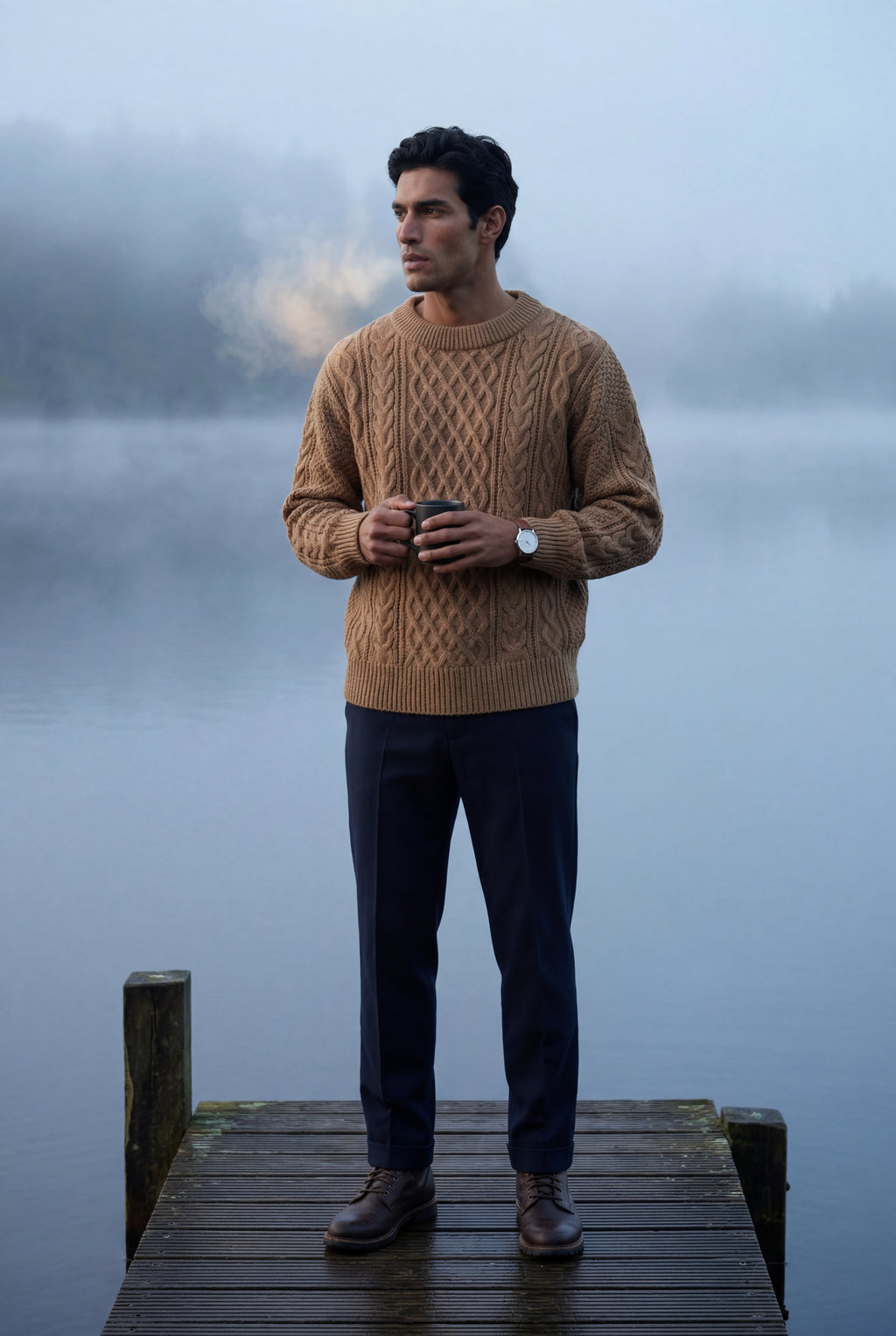 Classic sweater for cold days – Long-sleeve cable knit for men