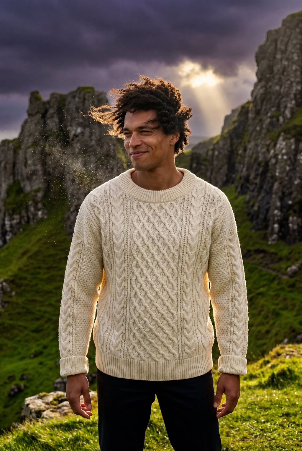Classic sweater for cold days – Long-sleeve cable knit for men